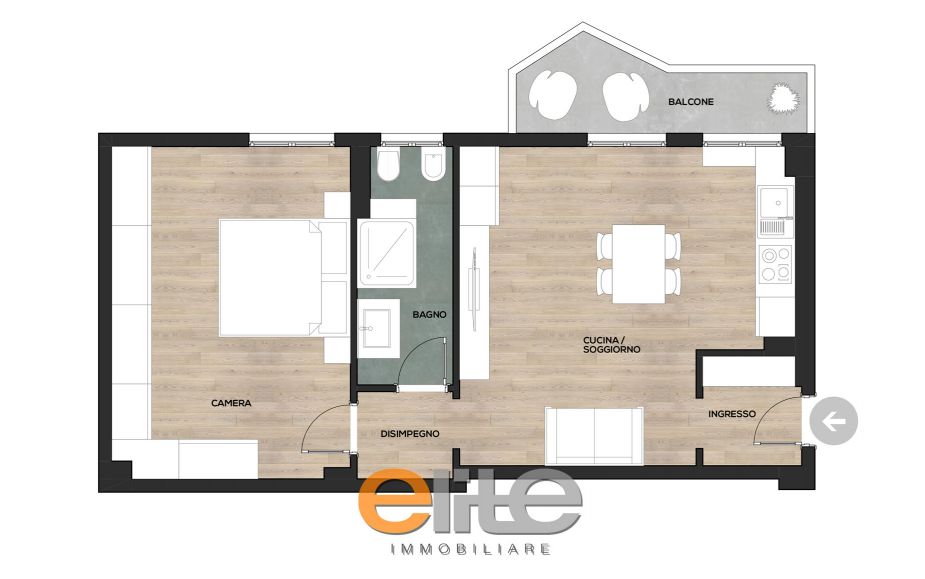 2 locali ristrutturato con balcone...